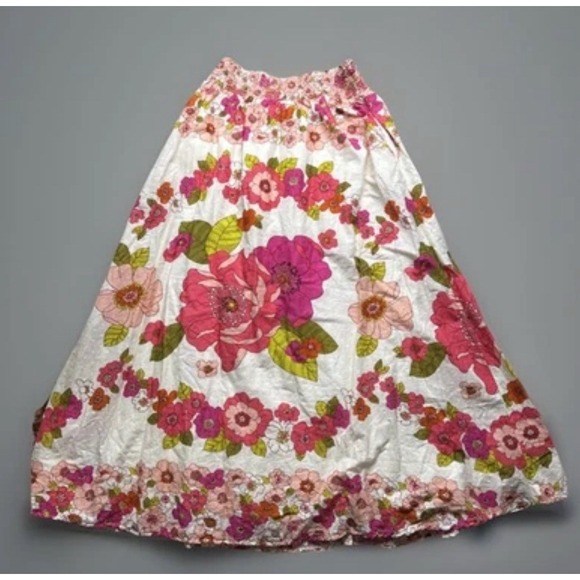 Anthropologie Briar Smocked Waist Maxi Skirt Love The Label Floral Large Retro - Picture 3 of 12